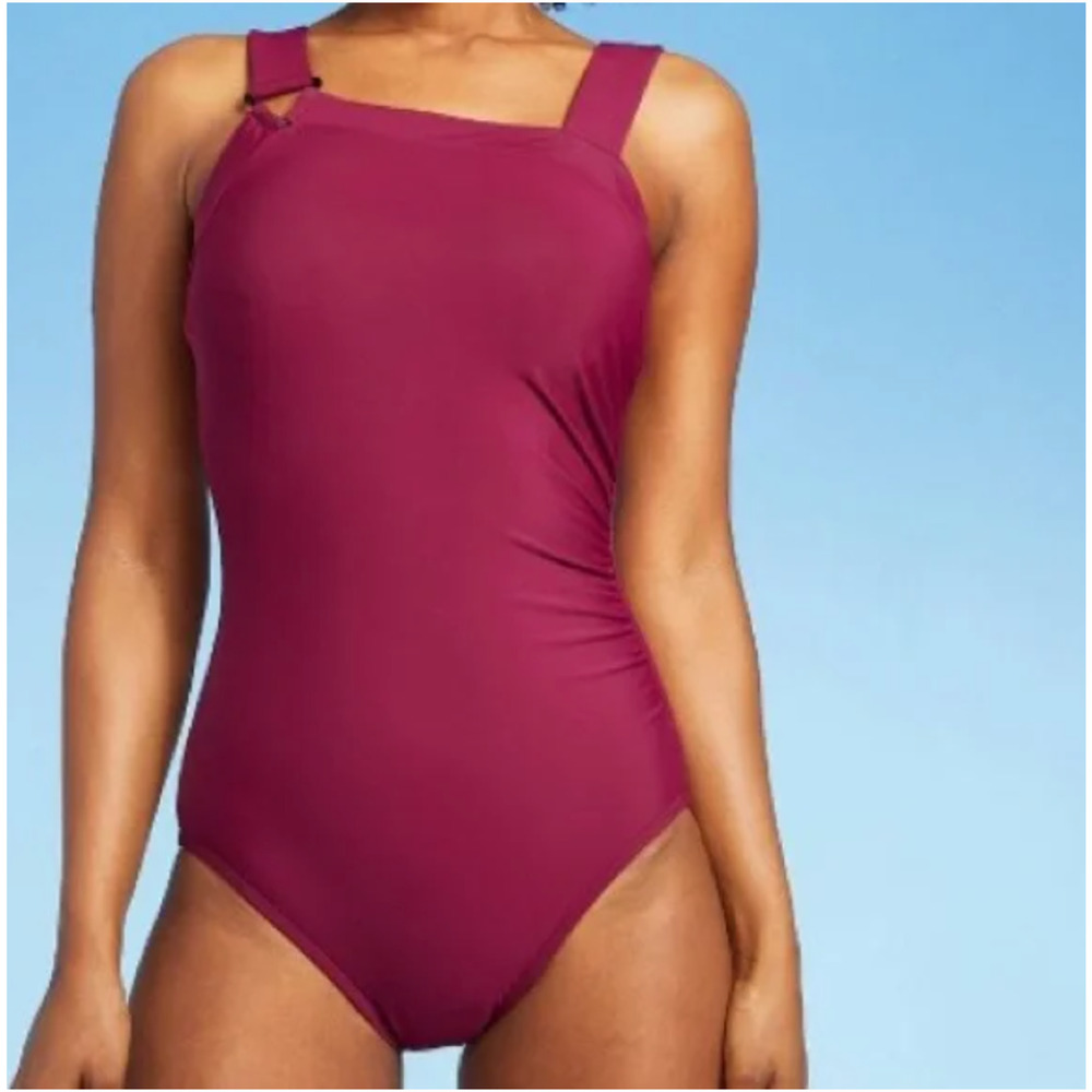 Womens Aqua Green UPF 50 Asymmetrical Shoulder One Piece Swimsuit Extra Large XL